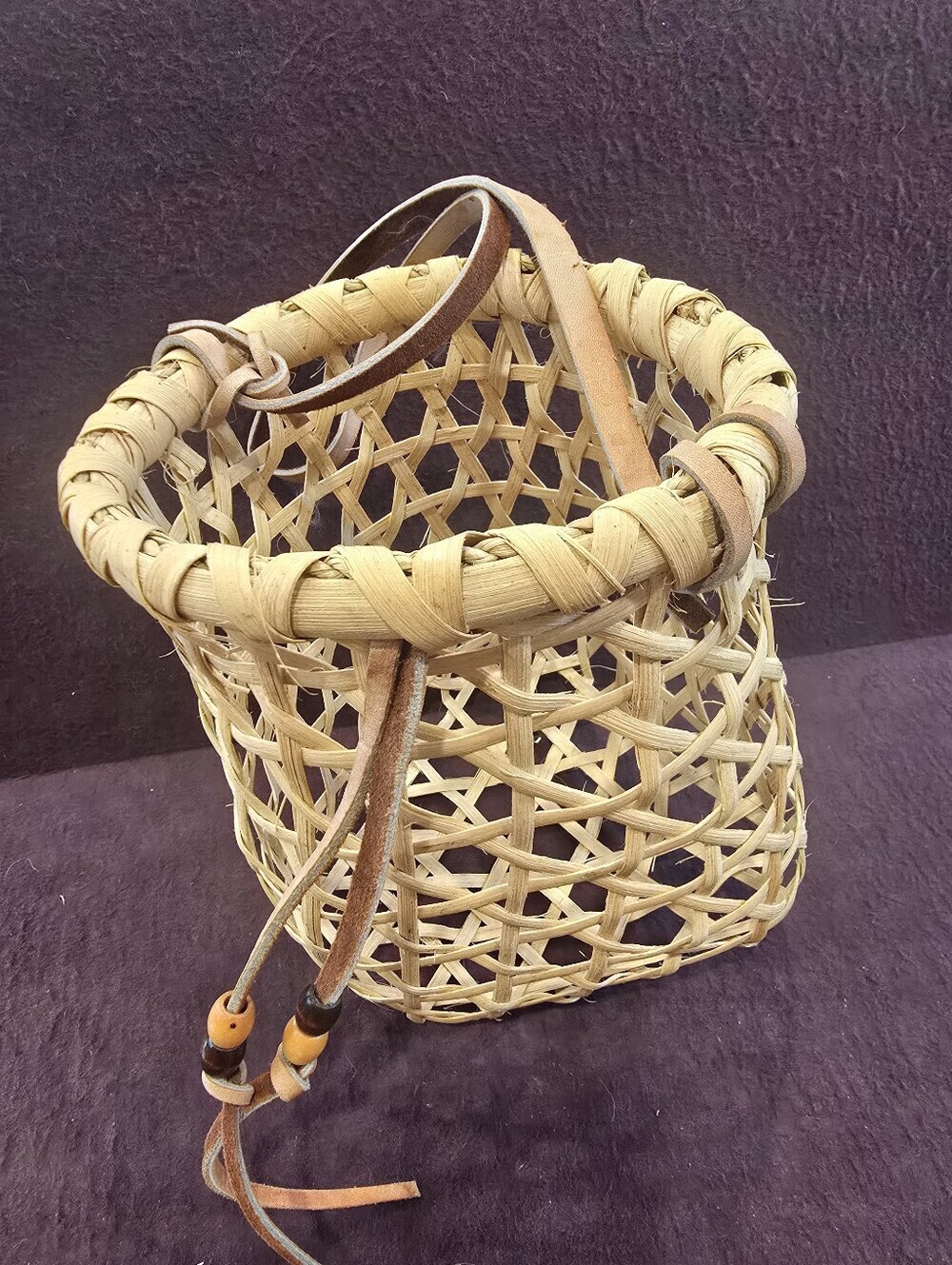 Vtg Basket Ikebana Gathering Fishing Handmade Unused